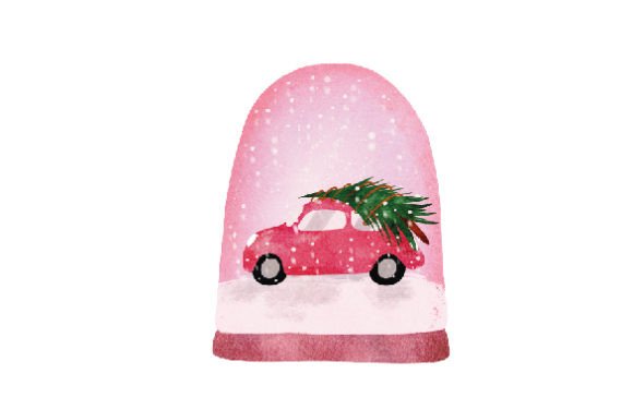A Crafted Christmas Charm: Pink Snow Globe in Watercolor