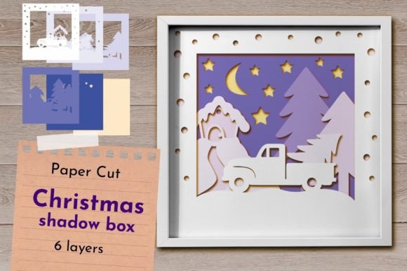 Christmas Layered Shadow Box for Laser-Cutting Winter Decor