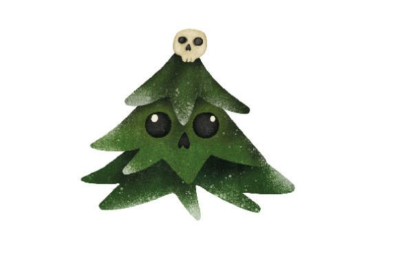 Spooky Christmas Tree Kawaii Design for Crafts