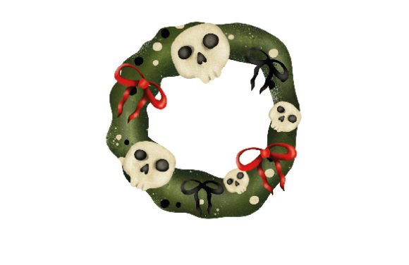 Spooky Christmas Wreath: A Watercolor Asset for Seasonal Crafts